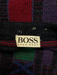 80s Hugo Boss Strickpullover Mit Schurwolle Und Seide Made In Italy Lila Grün M-L