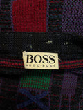80s Hugo Boss Strickpullover Mit Schurwolle Und Seide Made In Italy Lila Grün M-L