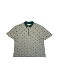 90s Lacoste Polo Shirt Monogram Allover Print Made In France Braun Grün (5) M