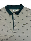 90s Lacoste Polo Shirt Monogram Allover Print Made In France Braun Grün (5) M
