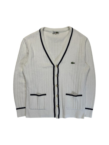 90s Lacoste Cardigan Preppy Made In France Weiß S-M