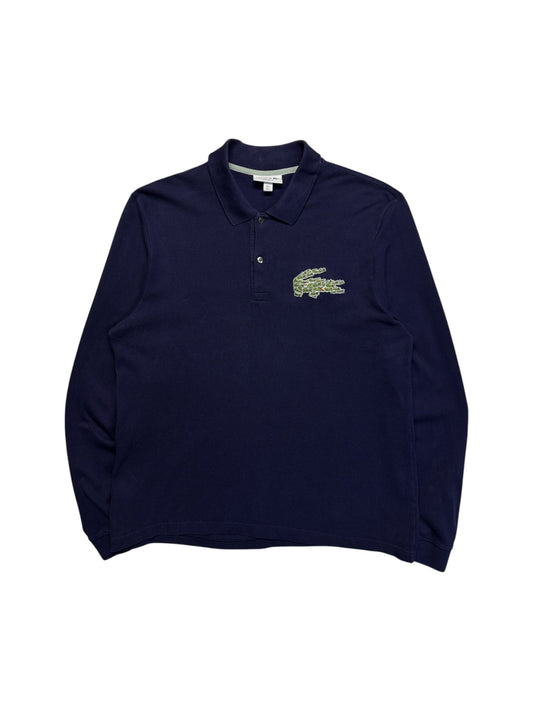 Lacoste Polo Shirt Langarm Stacked Crocodile Dunkelblau L