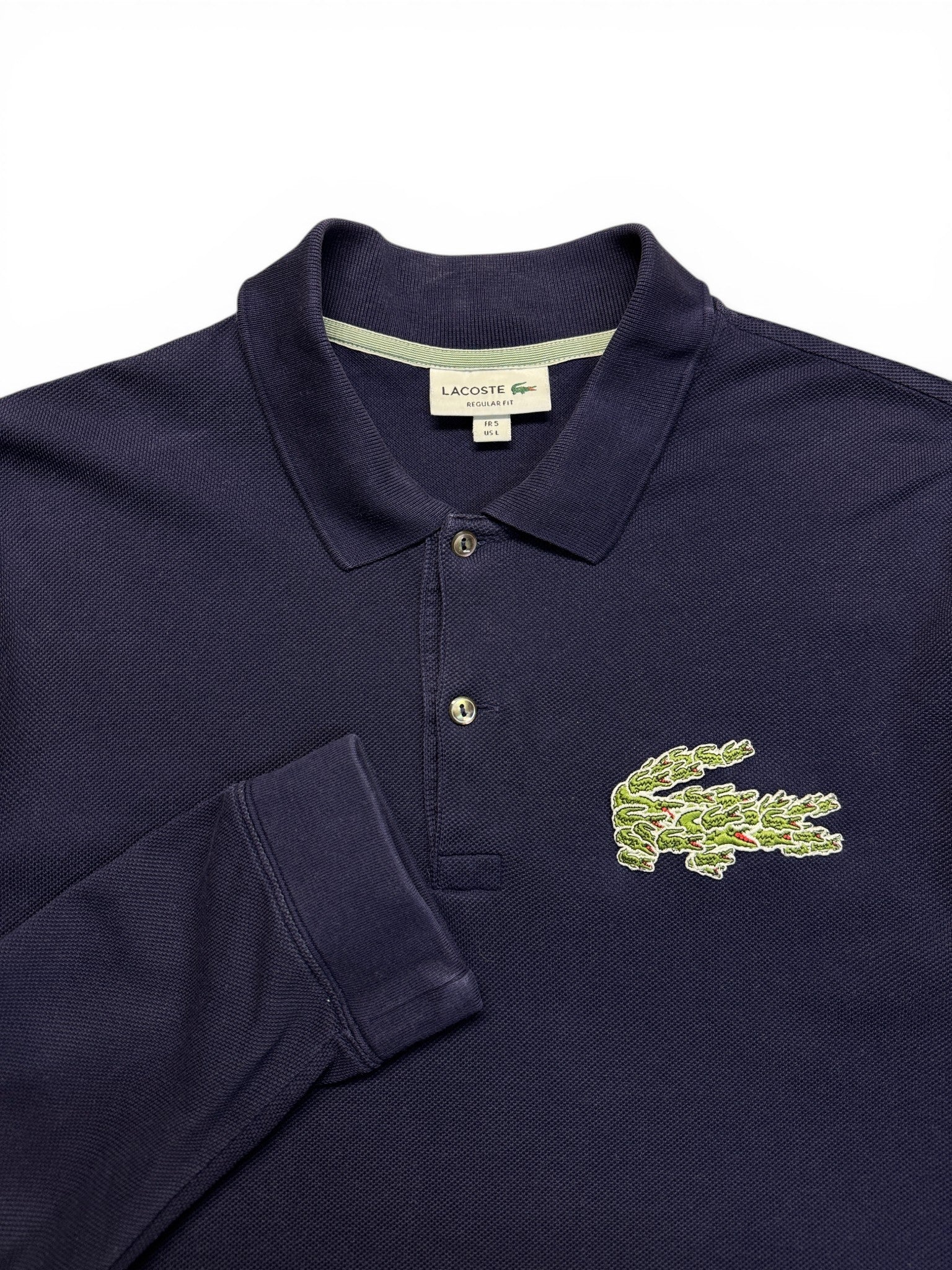Lacoste Polo Shirt Langarm Stacked Crocodile Dunkelblau L