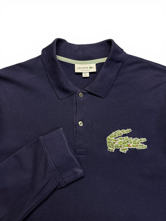Lacoste Polo Shirt Langarm Stacked Crocodile Dunkelblau L