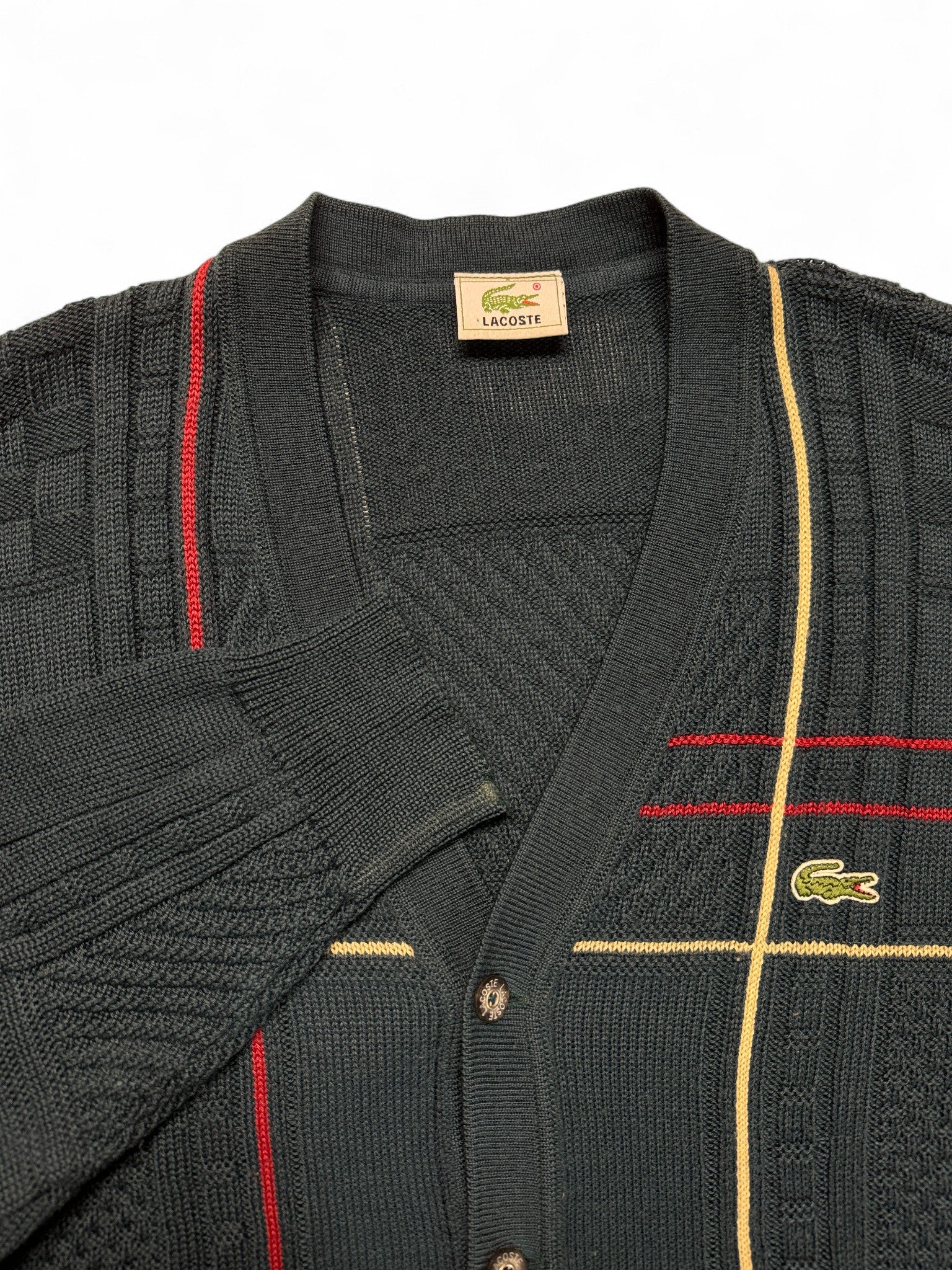 90s Lacoste Cardigan Mit Schurwolle Grün M-L