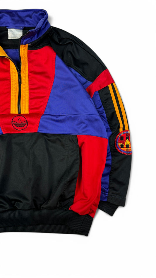 Vintage Adidas Sportjacke 90s Multicolor Schwarz D8 L-XL