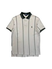 90s Ralph Lauren Polo Shirt Custom Fit Gestreift Weiß Grün M