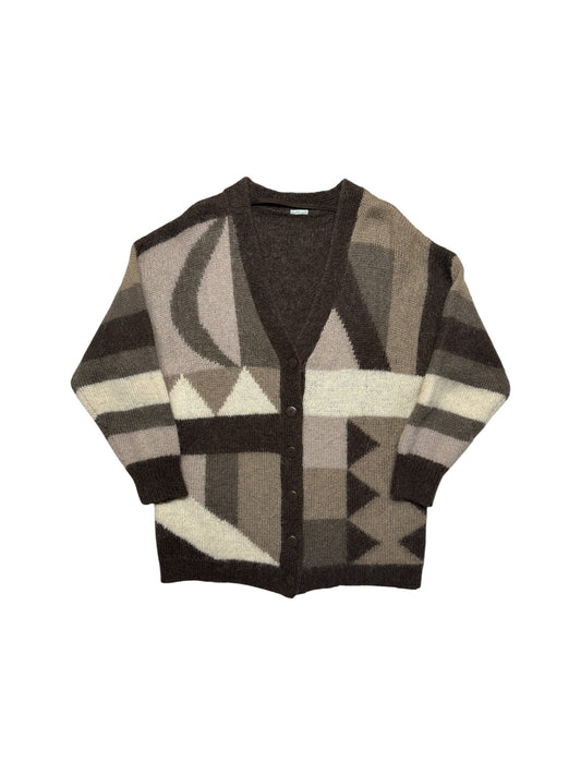 80s C&A Damen Cardigan Mit Mohair Braun M-L