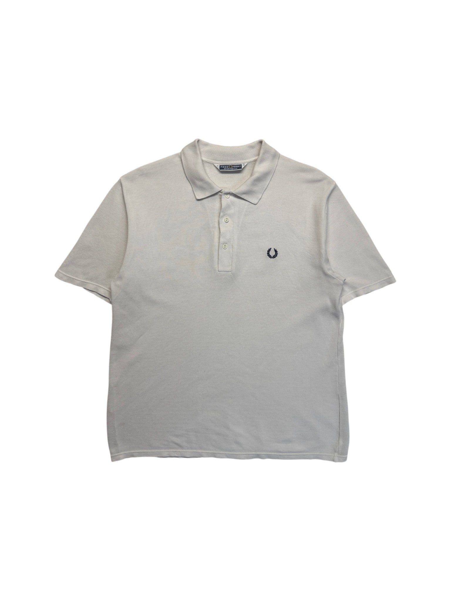 80s Fred Perry Sportswear Polo Shirt Basic Made In Belgium Weiß 54 L-XL