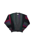 90s Carlo Colucci Cardigan mit Schurwolle 3D Knit Made In Germany Bunt M-L