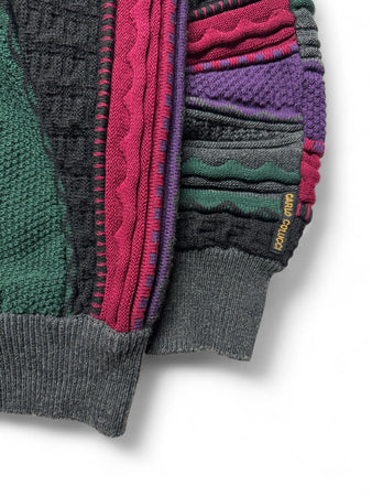 90s Carlo Colucci Cardigan mit Schurwolle 3D Knit Made In Germany Bunt M-L
