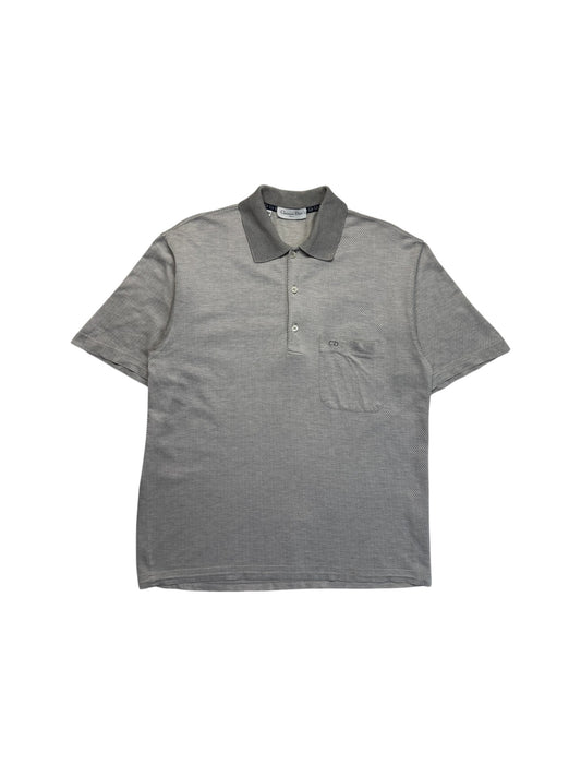 90s Christian Dior Polo Shirt Made In Italy Grau Weiß M