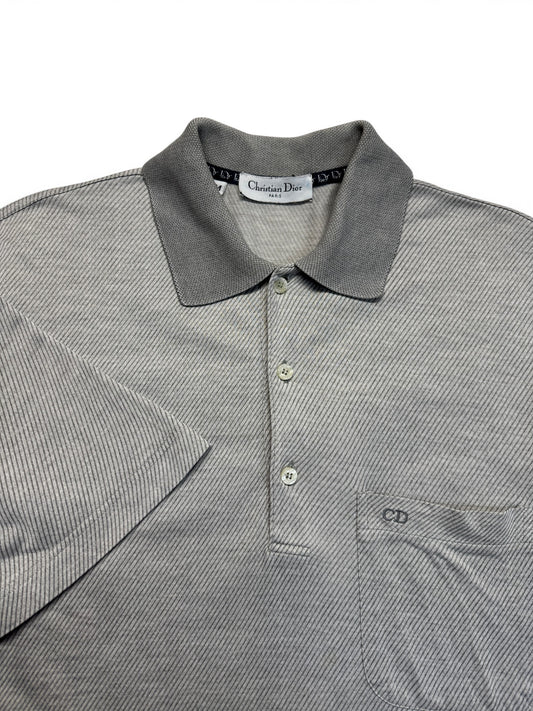 90s Christian Dior Polo Shirt Made In Italy Grau Weiß M