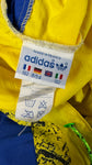 Vintage Adidas Windbreaker 80s Nylon Halfzip "Competition" Made In France Blau Gelb D8 XL-XXL