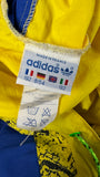 Vintage Adidas Windbreaker 80s Nylon Halfzip "Competition" Made In France Blau Gelb D8 XL-XXL