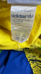 Vintage Adidas Windbreaker 80s Nylon Halfzip "Competition" Made In France Blau Gelb D8 XL-XXL