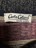 80s Carlo Colucci Polo Strickpullover Auto Motiv Made In West Germany Grau Grün L-XL