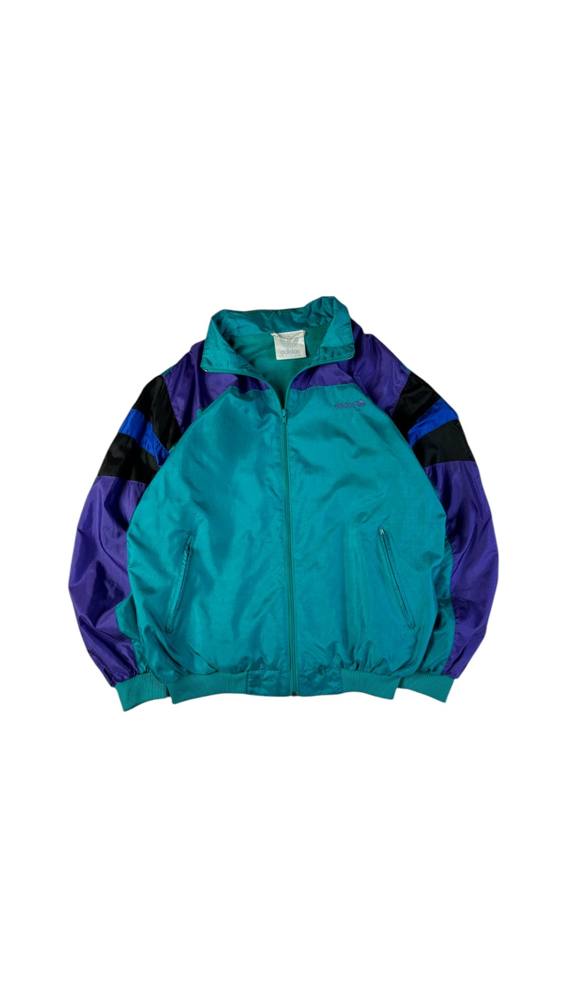 Vintage Adidas Sportjacke 90s Nylon Grün Lila D5 M
