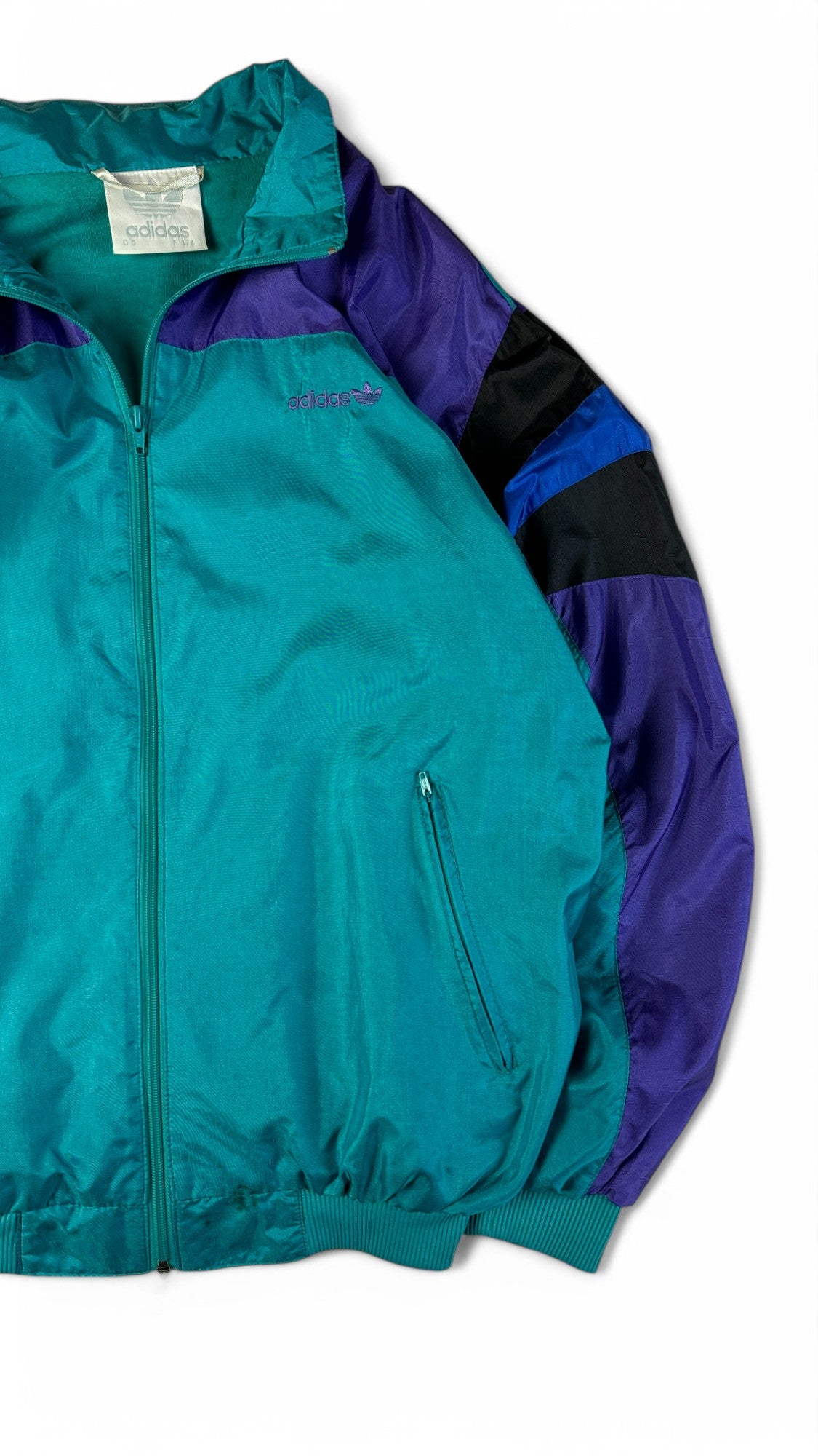 Vintage Adidas Sportjacke 90s Nylon Grün Lila D5 M