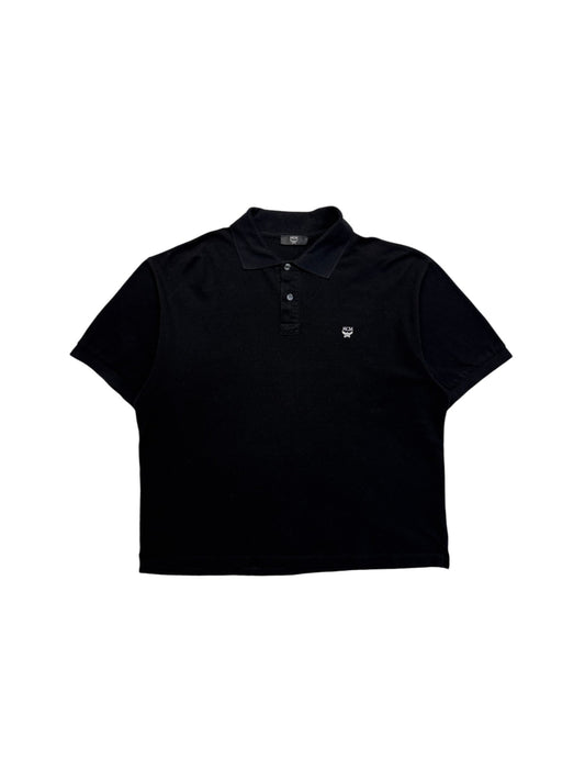 90s MCM Polo Shirt Boxy Basic Schwarz L-XL