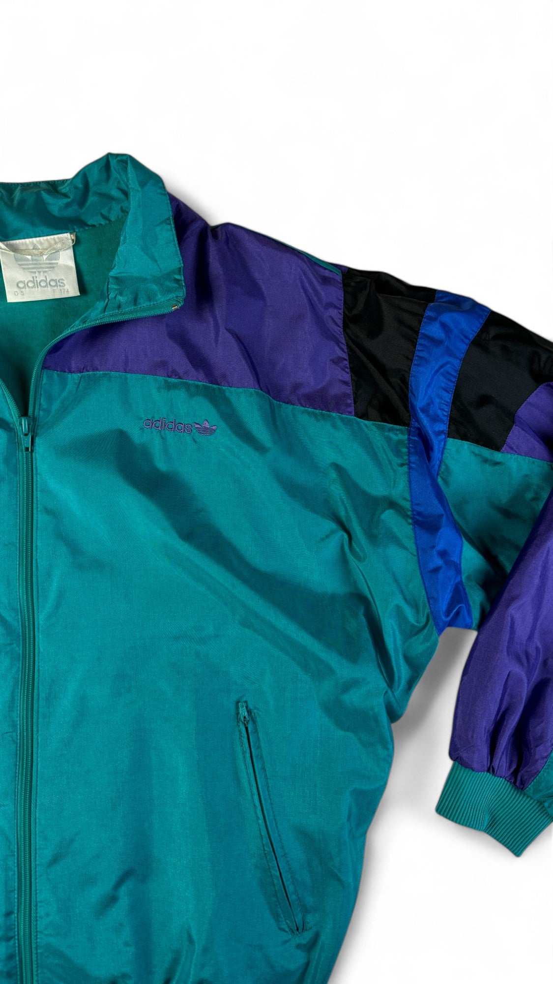 Vintage Adidas Sportjacke 90s Nylon Grün Lila D5 M