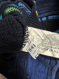 90s Carlo Colucci Strickpullover 3D Wave Knit Made In Germany Dunkelblau Bunt XL-XXL