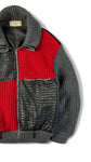 Vintage Iceberg Wolljacke 90s Mohair, Alpaka & Lederapplikationen Lampo Zip Made In Italy Rot Schwarz 44 M