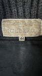 Vintage Iceberg Wolljacke 90s Mohair, Alpaka & Lederapplikationen Lampo Zip Made In Italy Rot Schwarz 44 M
