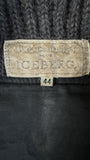 Vintage Iceberg Wolljacke 90s Mohair, Alpaka & Lederapplikationen Lampo Zip Made In Italy Rot Schwarz 44 M