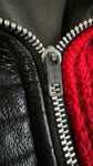 Vintage Iceberg Wolljacke 90s Mohair, Alpaka & Lederapplikationen Lampo Zip Made In Italy Rot Schwarz 44 M