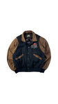 Vintage Planet Hollywood Bomberjacke 1990 Paris Made In Korea Wolle & Leder Schwarz Braun M