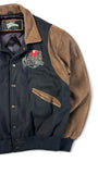 Vintage Planet Hollywood Bomberjacke 1990 Paris Made In Korea Wolle & Leder Schwarz Braun M