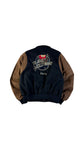Vintage Planet Hollywood Bomberjacke 1990 Paris Made In Korea Wolle & Leder Schwarz Braun M