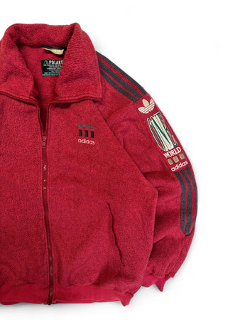 90s Adidas Zip-Fleecejacke "One World" Polartec Rot L