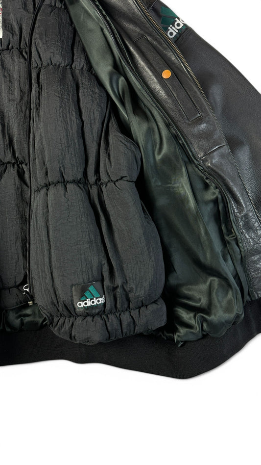 Vintage Adidas Equipment Lederjacke & Weste 90s 2in1 Schwarz XL