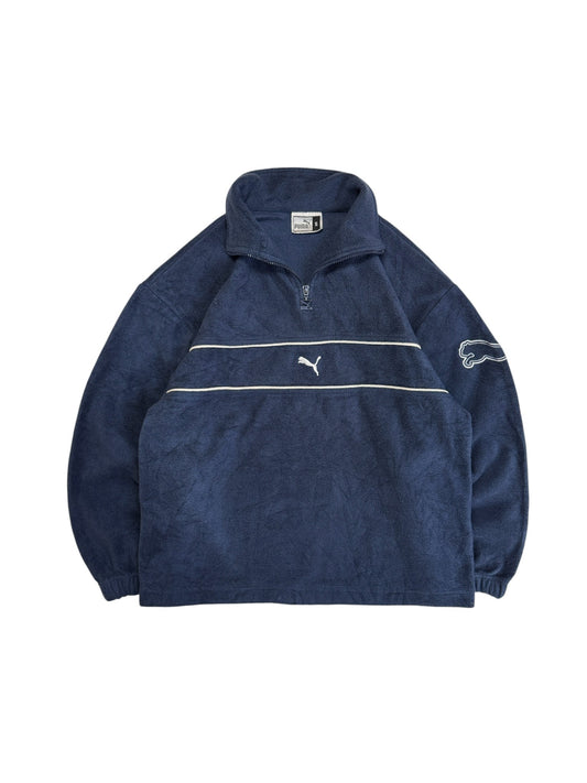 90s Puma Fleecejacke Quarterzip Dunkelblau S-M