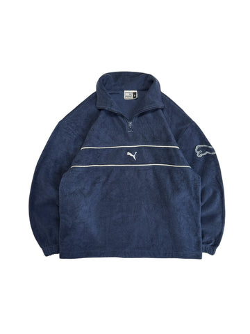90s Puma Fleecejacke Quarterzip Dunkelblau S-M