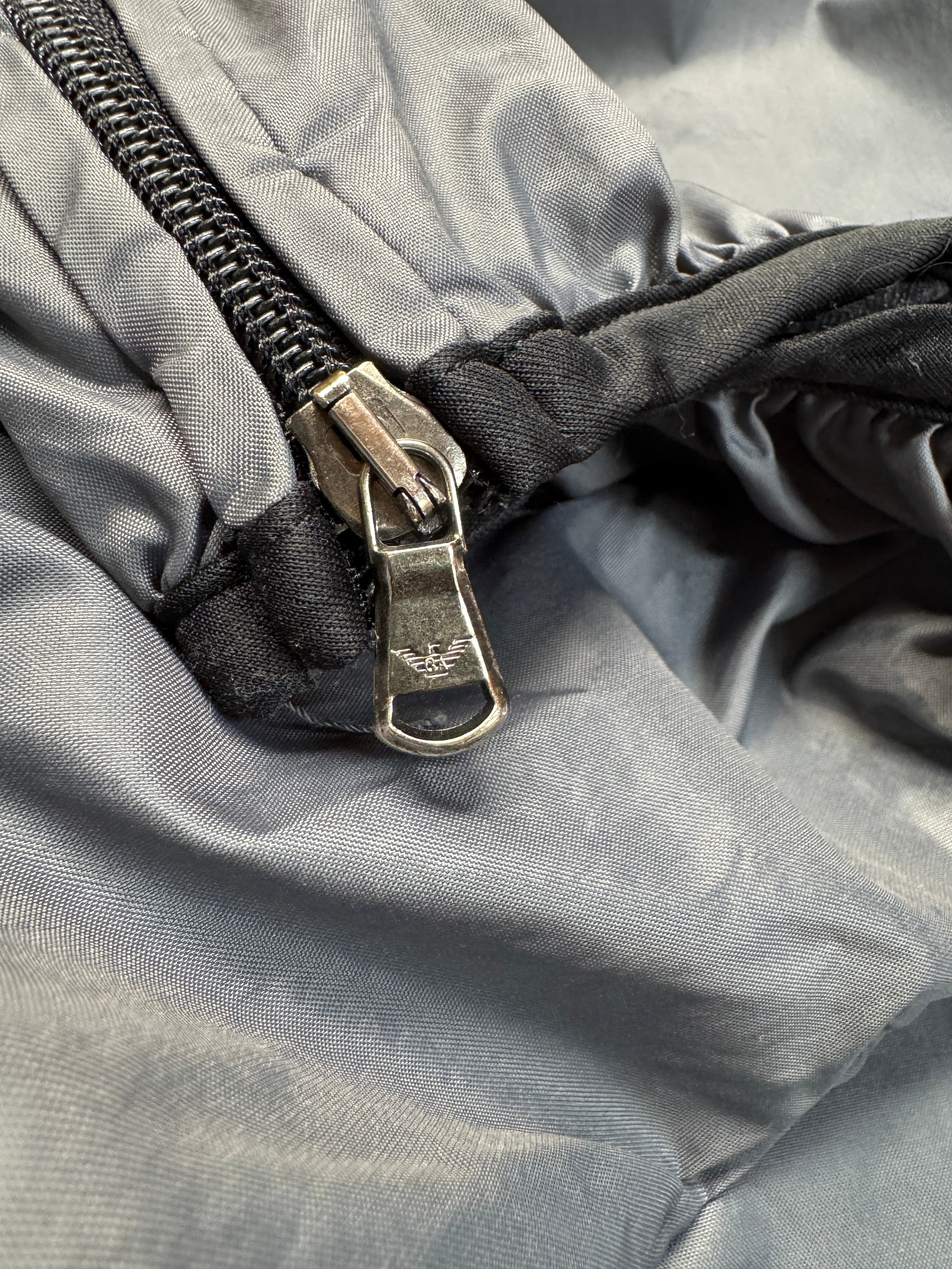 90s Emporio Armani Trackpants Lampo Zip Metallic Grau 48/M