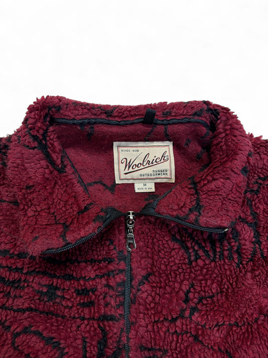 90s Woolrich Fleece Quarterzip Made In USA Rot M