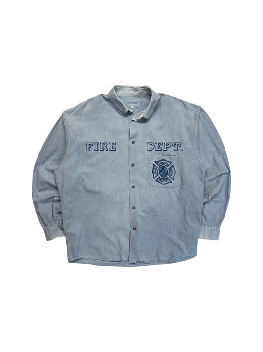 90s Iceberg Hemd "Fire Dept." Hellblau XL