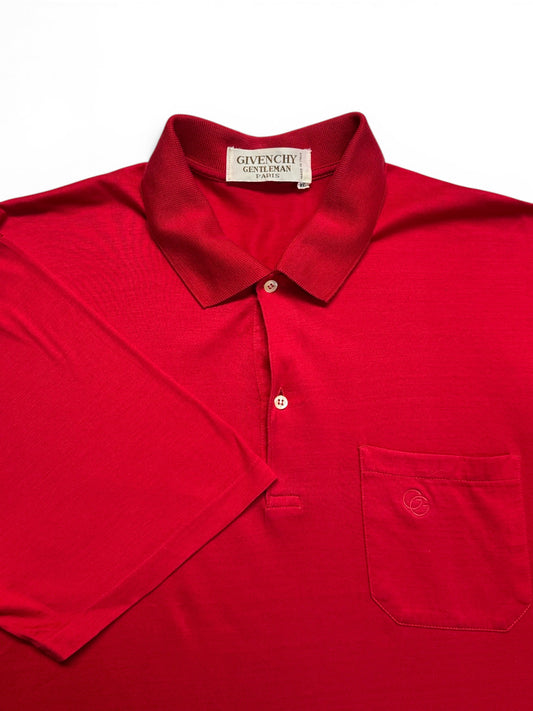 80s Givenchy Gentleman Polo Shirt Made In Italy Rot XL
