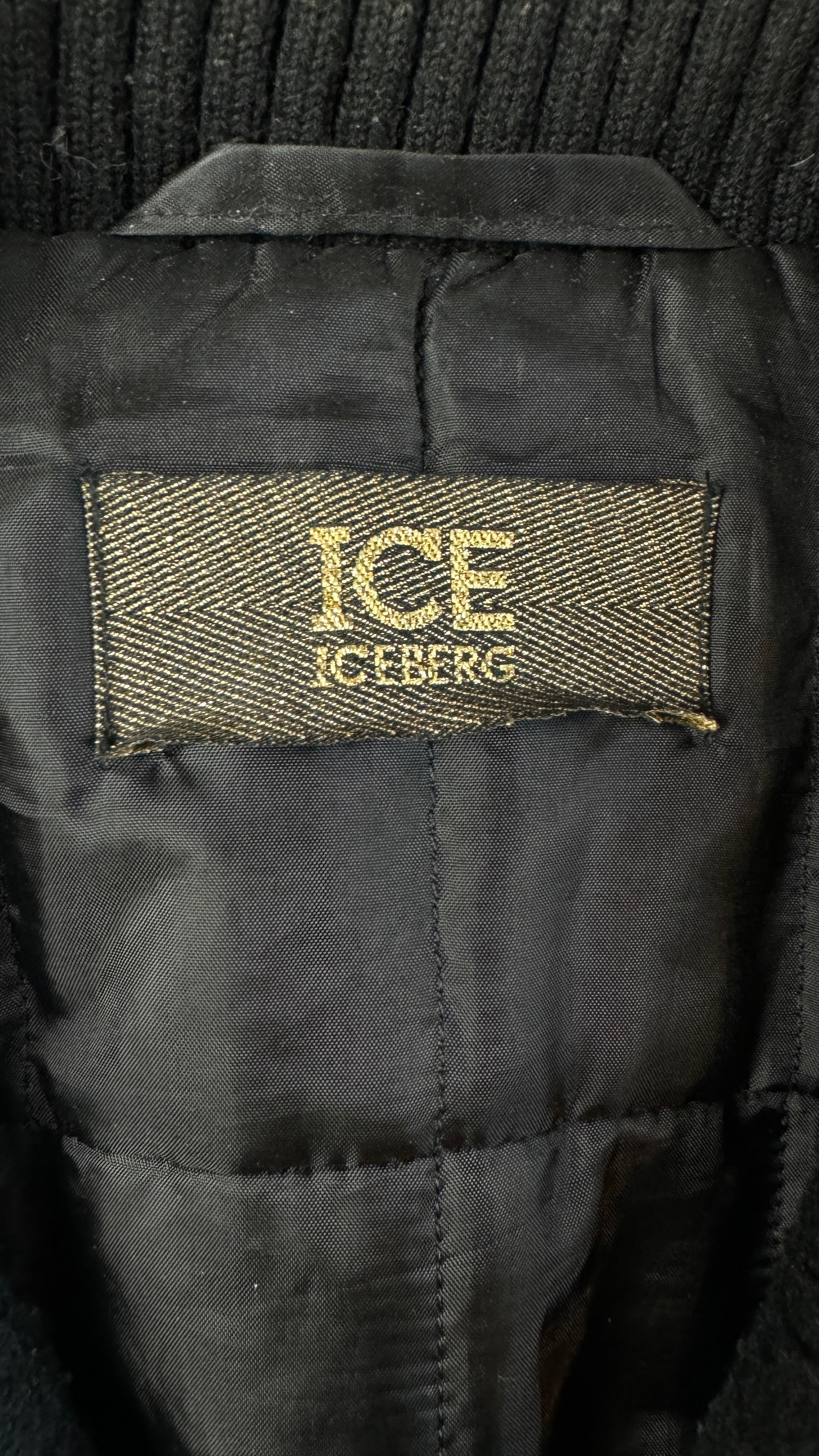 Vintage Iceberg Jacke 90s Lederlook Glänzend/Shiny Schwarz 50/L