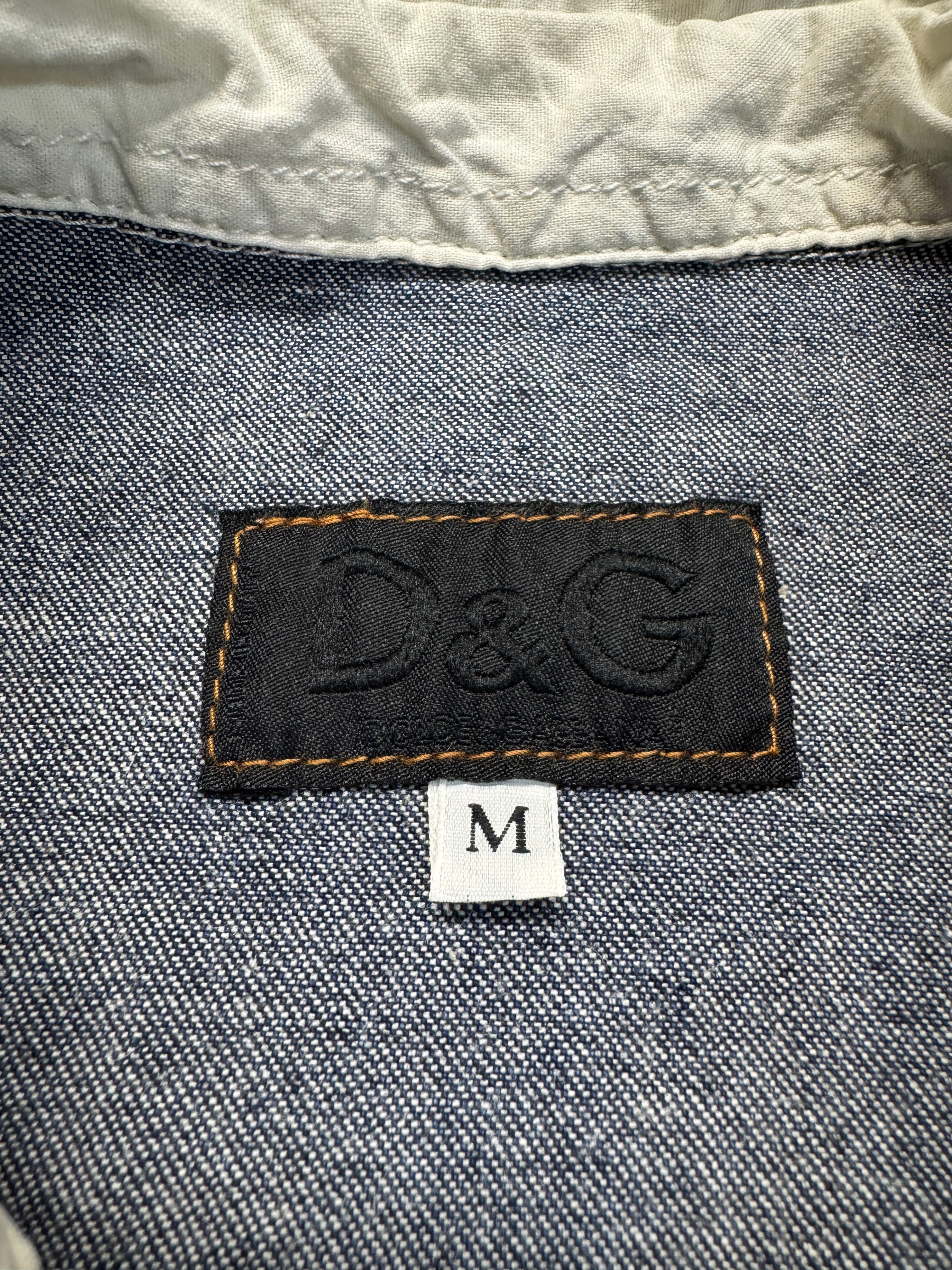 00s Dolce Gabbana Denim Panel Hybrid Jacket Made In Italy Weiß Blau M