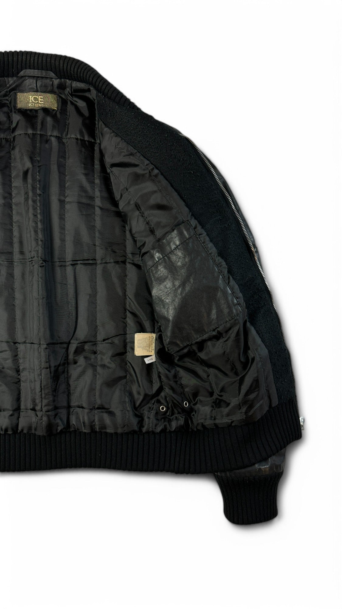 Vintage Iceberg Jacke 90s Lederlook Glänzend/Shiny Schwarz 50/L