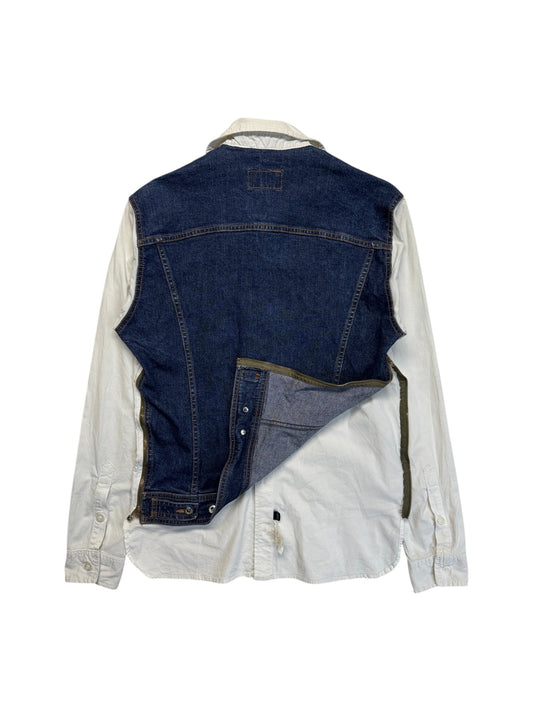 00s Dolce Gabbana Denim Panel Hybrid Jacket Made In Italy Weiß Blau M