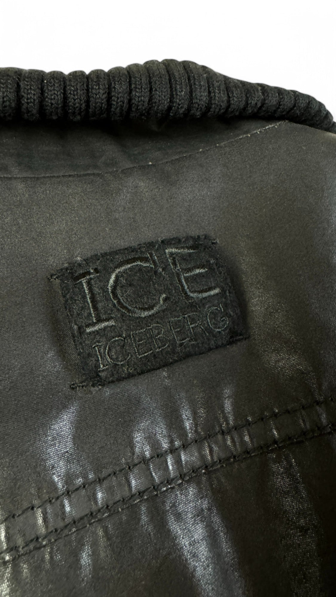 Vintage Iceberg Jacke 90s Lederlook Glänzend/Shiny Schwarz 50/L