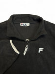 90s Fila 1/4-Zip Fleecejacke Spellout Schwarz XL