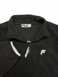 90s Fila 1/4-Zip Fleecejacke Spellout Schwarz XL