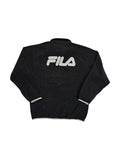 90s Fila 1/4-Zip Fleecejacke Spellout Schwarz XL