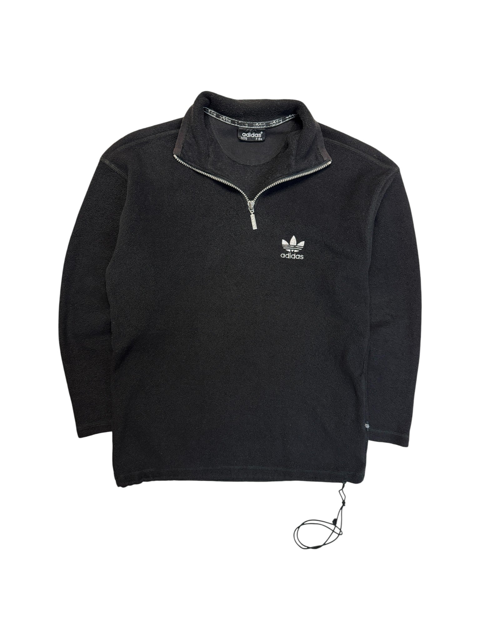 90s Adidas 1/4-Zip Fleecejacke Basic Schwarz XS-S